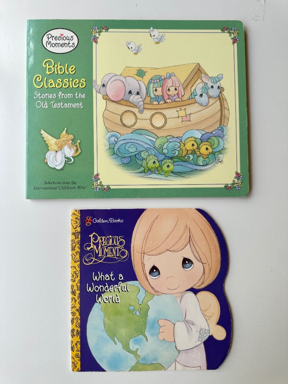 Vintage 2001 2004 Precious Moment Bible Board Book & What A Wonderful World Y2K